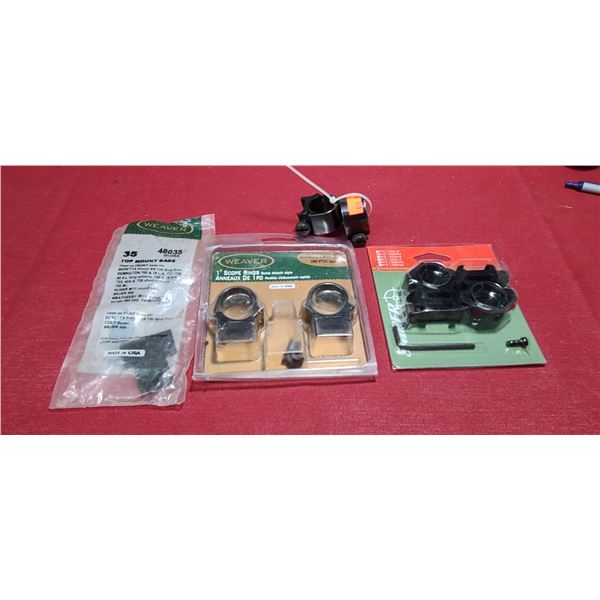 1" WEAVER SCOPE RINGS 40MM #49030 AND WEAVER TOP MOUNT BASE 48035 AND SNIPER SCOPE RINGS