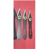 Image 2 : THREE FURY THROWING KNIVES IN SHEATH - KNIVES HAVE ADJUSTABLE WEIGHTS FOR VARIABLE SPIN