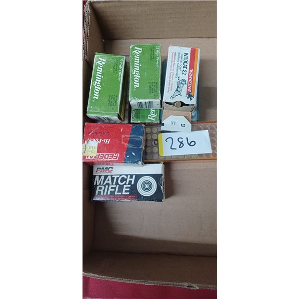 APPROX 8 BOXES OF ASSORTED 22 LR BULLETS PAL REQD AND NO SHIPPING