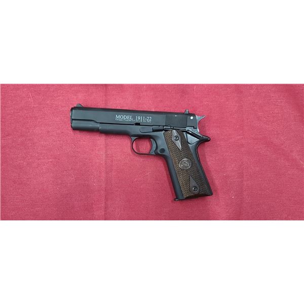 CHIAPPA MODEL 1911-22 .22LR - 5" BARREL SEMI AUTO - BLACK WITH BROWN GRIP SERIAL NUMBER 19B04802 - M