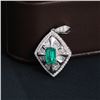 Image 1 : 18K Gold Emerald and Diamond Pendant