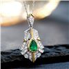 18K Gold Geometric Emerald Pendant