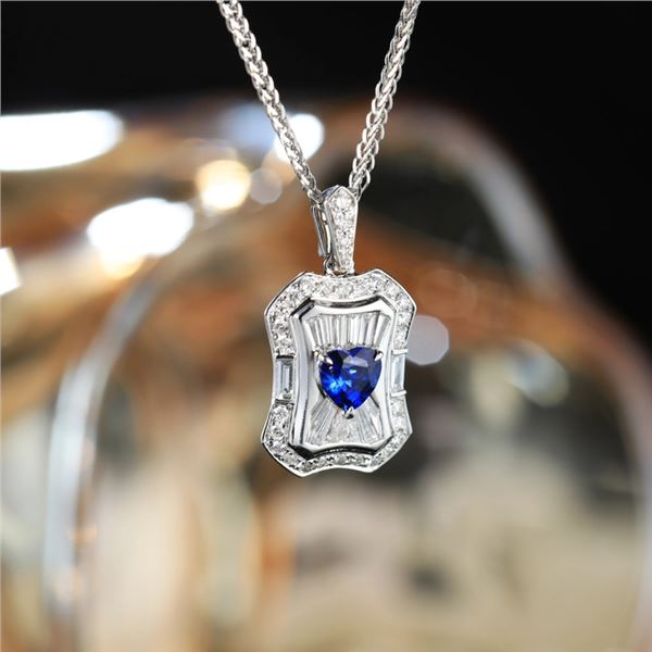 18K Gold Sapphire and Diamond Pendant