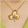 Image 4 : 18K Gold Ruby Maple Leaf Pendant