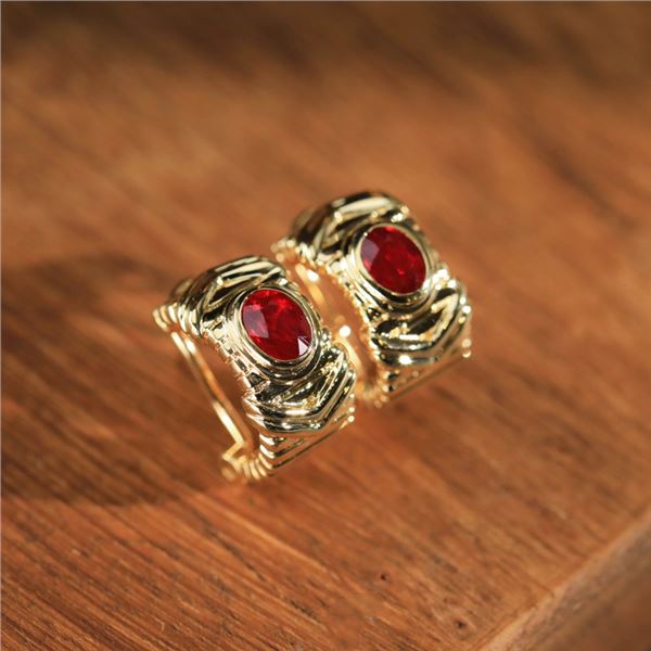 18K Gold Ruby Stud Earrings