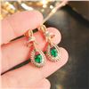 Image 3 : 18K Gold Emerald and Diamond Earrings