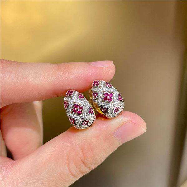 18K Gold Ruby Double-Sided Earrings