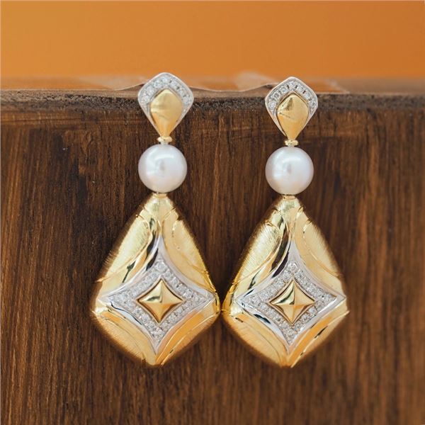 18K Gold Pearl Earrings
