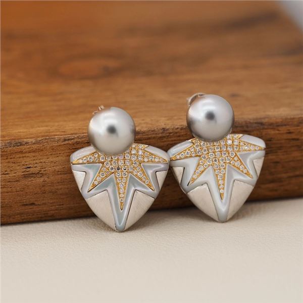 18K Gold Tahitian Pearl Earrings
