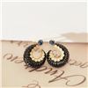 18K Gold Sapphire and Black Onyx Earrings