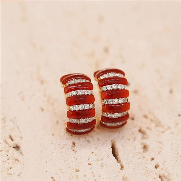 18K Gold Carnelian Earrings