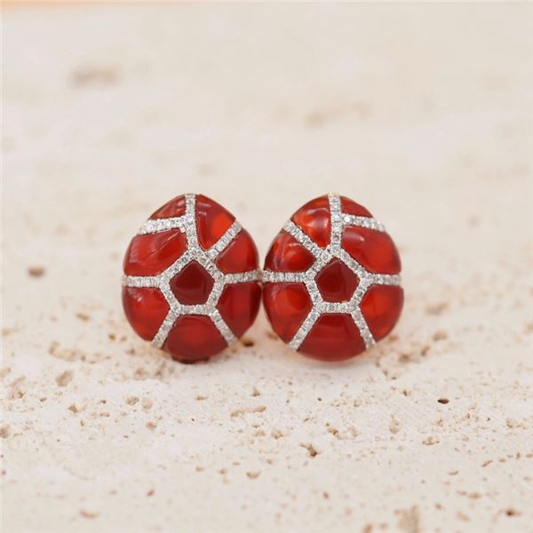 18K Gold Carnelian Earrings