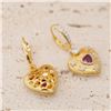 Image 2 : 18K Gold Ruby Heart Earrings