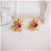 18K Gold Pink Sapphire Earrings