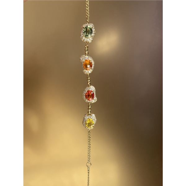 18K Gold Multicolor Sapphire Bracelet