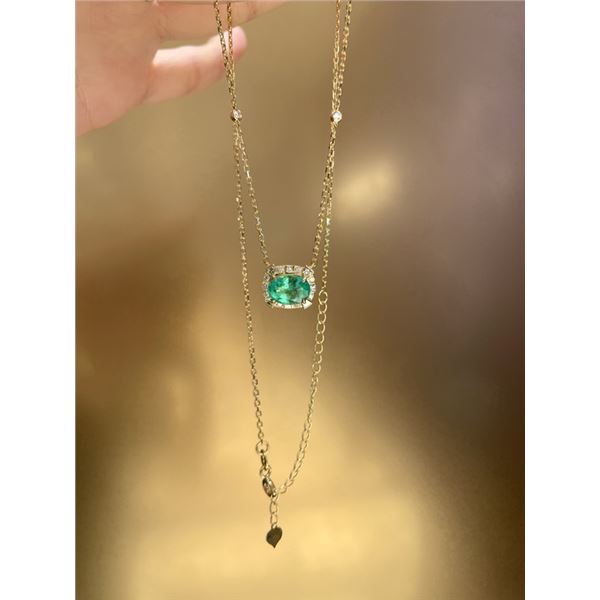 18K Gold Emerald Necklace