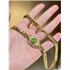 Image 4 : 18K Gold Peridot Cuban Link Necklace
