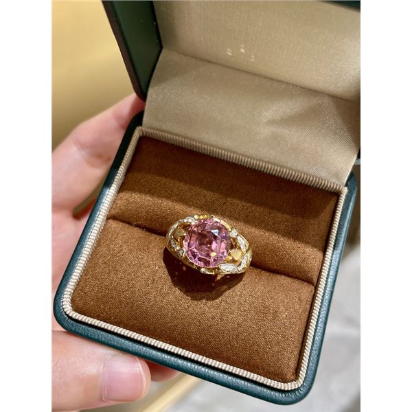 18K Gold Tourmaline Diamond Ring