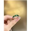 18K Gold Sandstone Green Gemstone Band Ring