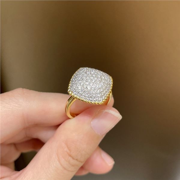 18K Gold Diamond Pave Ring