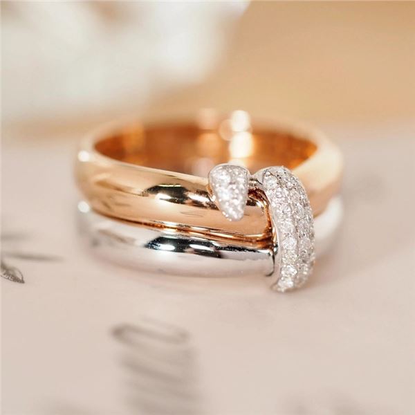 18K Gold Diamond Two-Tone Ring