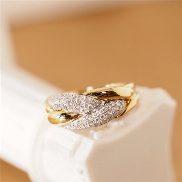 18K Gold Diamond Woven Ring