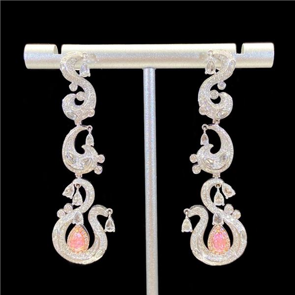 Pink Diamond Snake Earrings