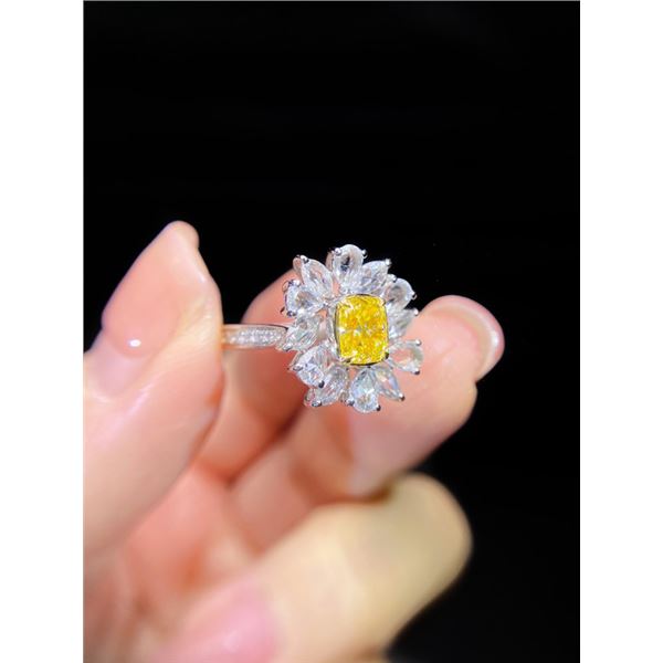 Yellow Diamond and Rose Diamond Ring