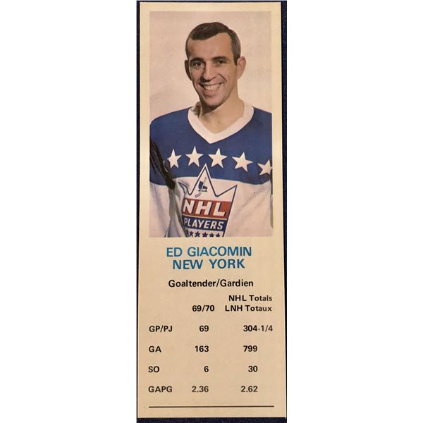 1970-71 DAD'S COOKIES ED GIACOMIN (HOF)