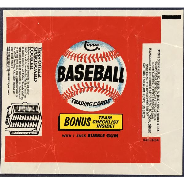 1976 O-PEE-CHEE BASEBALL WRAPPER