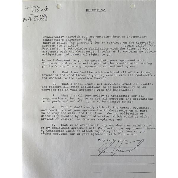 Gene Vincent signed contract