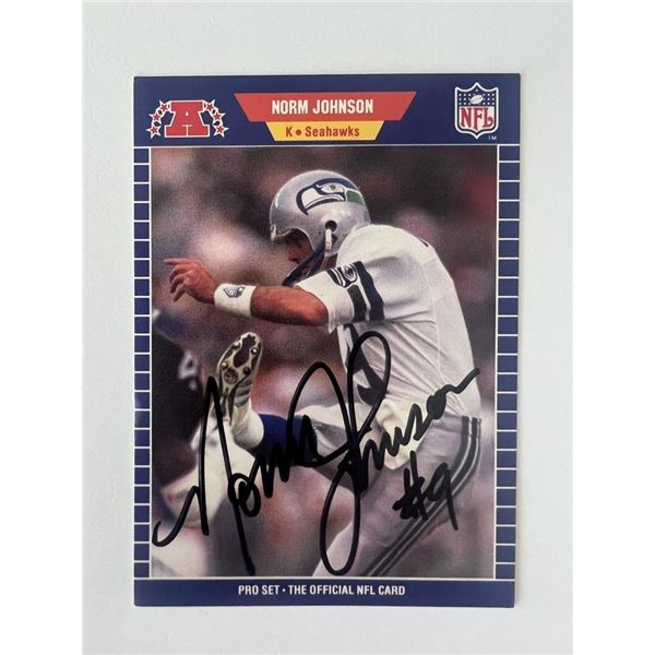 Seattle Seahawks Norm Johnson 1989 Pro Set #394 signed trading card