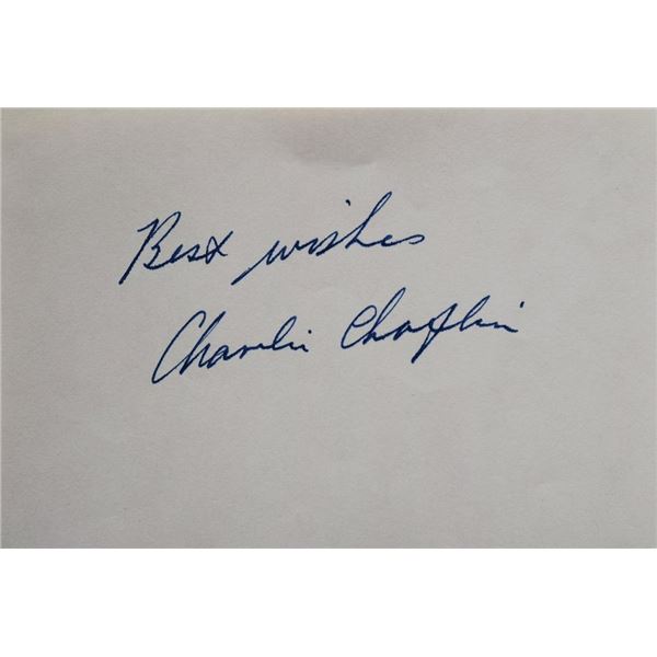 Charlie Chaplin signed slip
