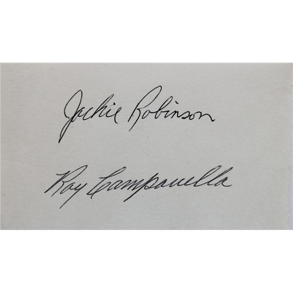 Jackie Robinson Roy Campanella signed slip