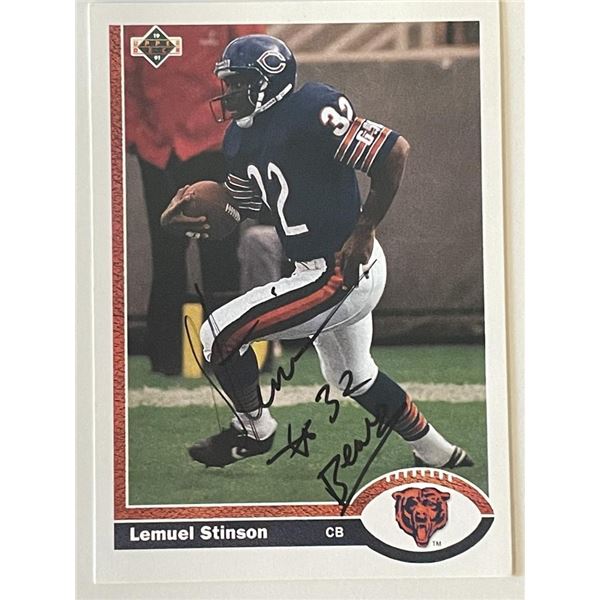 Chicago Bears Lemuel Stinson 1991 Upper Deck #339  signed trading card