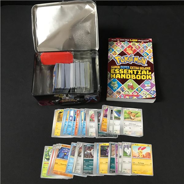 LOT OF LOOSE POKEMON TCG CARDS AND 1 POKEMON ESSENTIAL HANDBOOK