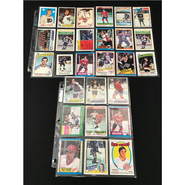 LOT OF 3 BINDER PAGES OF HOCKEY TRADING CARDS