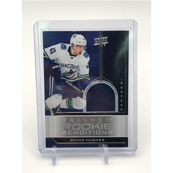 UPPER DECK TRILOGY ROOKIE RENDITIONS QUINN HUGHES PATCH TRADING CARD