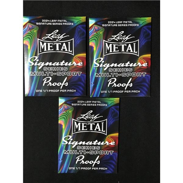 LOT OF 3 2024 LEAF METAL SIGNATURE SERIES MULTI SPORT PROOFS - EACH PACK CONTAINS A 1/1
