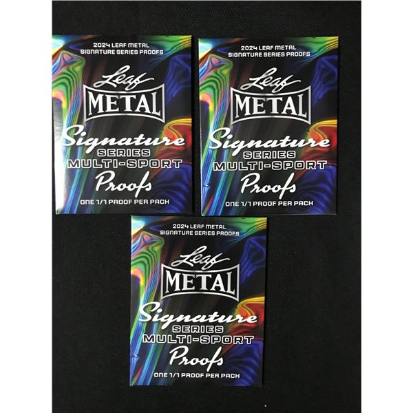 LOT OF 3 2024 LEAF METAL SIGNATURE SERIES MULTI SPORT PROOFS - EACH PACK CONTAINS A 1/1