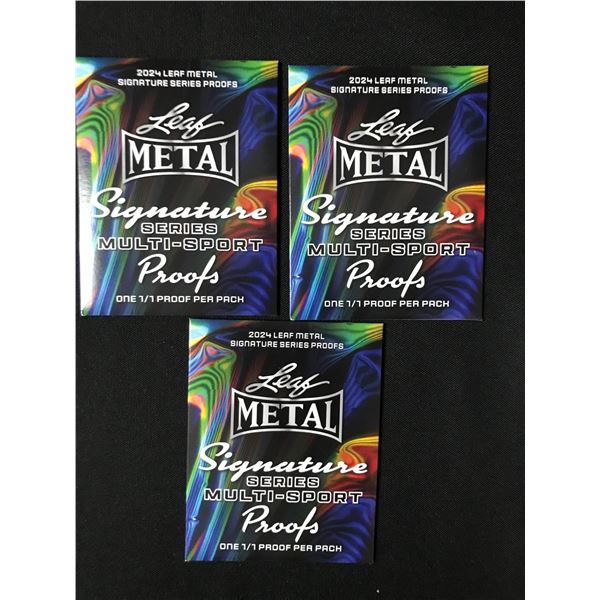 LOT OF 3 2024 LEAF METAL SIGNATURE SERIES MULTI SPORT PROOFS - EACH PACK CONTAINS A 1/1