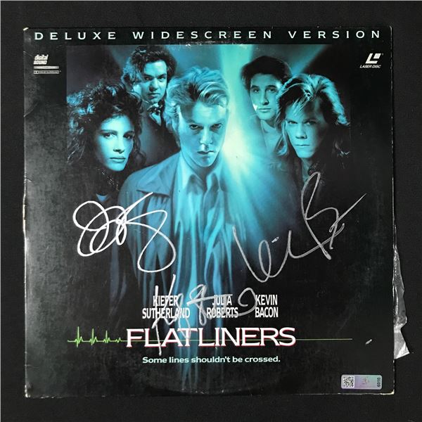 TRIPLE SIGNED FLATLINERS LASER DISC, ROBERTS, BACON AND SUTHERLAND - CELEBRITY AUTHENTICS COA