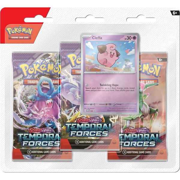 POKEMON TCG SCARLET & VIOLET TEMPORAL FORCES SEALED SETS - CONTAINS 3 SEALED PACKS AND A BONUS CARD