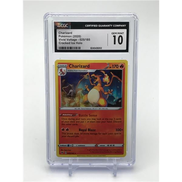 POKEMON TCG CHARIZARD VIVID VOLTAGE 025/185 CRACKED ICE HOLO - CGC GRADE 10