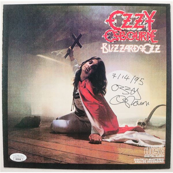 OZZY OSBOURNED SIGNED AND DATED BLIZZARD OF OZ RECORD COVER - JSA COA
