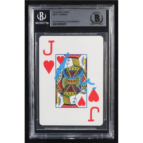 MATT DAMON SIGNED JACK OF HEARTS - BECKETT COA AND ENSCAPSULATED
