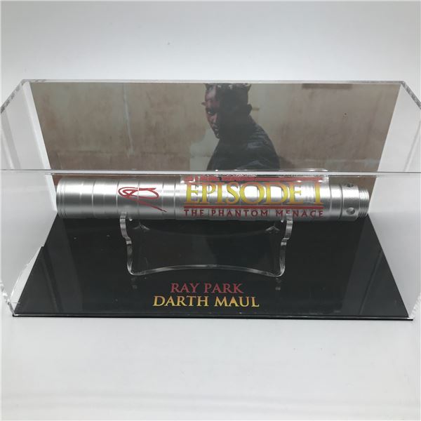 RAY PARK SIGNED DARTH MAUL STAR WARS LIGHTSABER PRESENTATION PIECE - WWOC COA