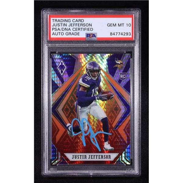 JUSTN JEFFERSON SIGNED AND GRADED TRADING CARD - PSA GRADE 10