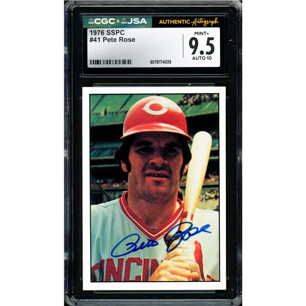 1976 SPCC PETE ROSE SIGNED TRADING CARD - CGC / JSA GRADED 9.5