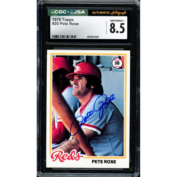1978 TOPPS PETE ROSE TRADING CARD -CGC / JSA GRADE 8.5